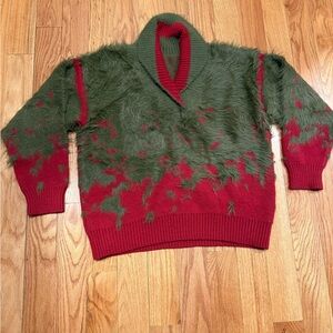 Green and Red Fuzzy Sweater